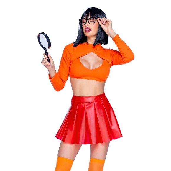 Mystery Solving Babe Costume | Velma Inspired Cosplay Costume | Halloween Outfit - Picture 3 of 5